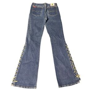 Mudd Jeans Vintage Y2K Flare Side Lace Up Denim Medium Wash Blue Women's Size 9